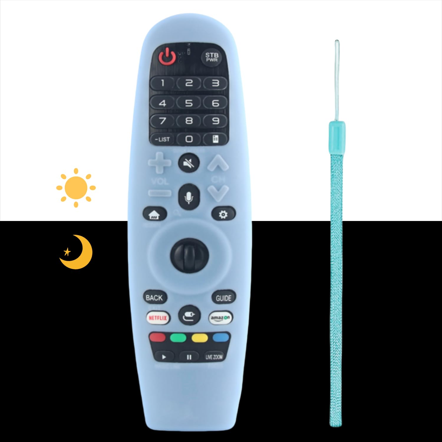 Silicone Case Cover for LG AN-MR600 / LG AN-MR650 / AN-MR18BA / AN-MR19BA LG AN-MR20GA Remote Control Silicone Protective Sleeve for LG Magic TV Remote Anti-Slip Case Skin - Glow Blue