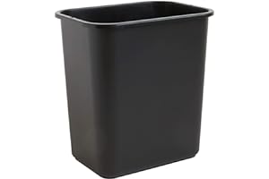 United Solutions 7 Gallon / 28 Quart Efficient Trash Wastebasket, Fits Under Desk, Small, Narrow Spaces in Commercial, Kitchen, Home Office, Dorm, Easy to Clean, Black (Pack of 1)