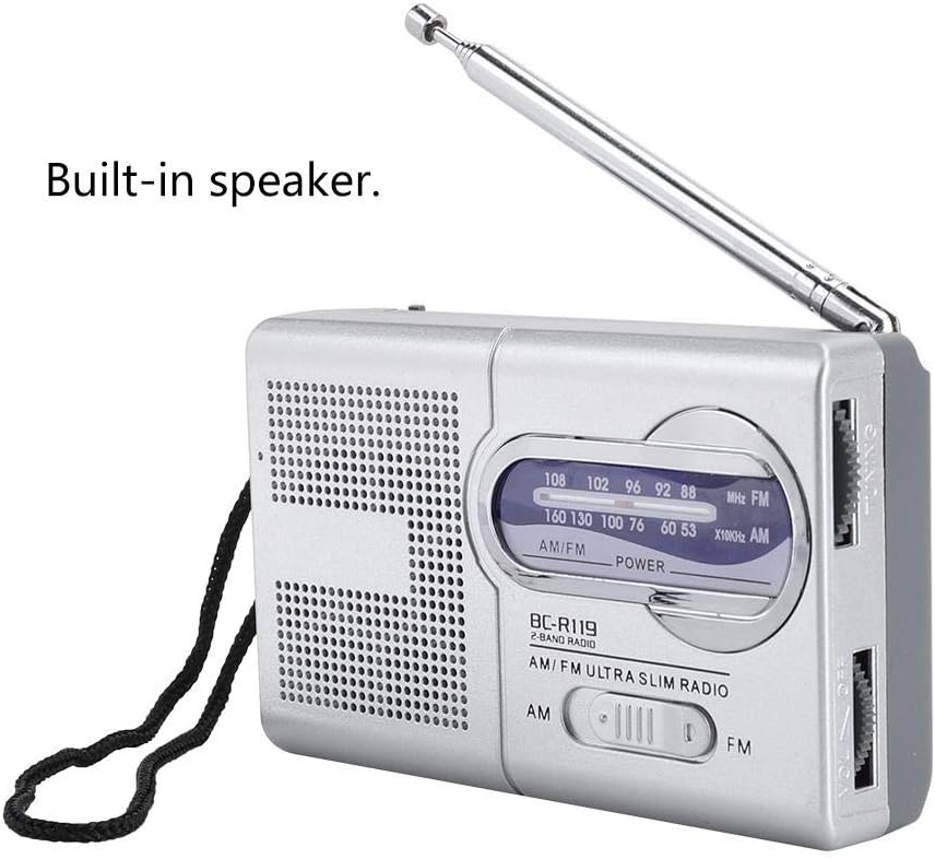 BC-R119 Portable AM FM Radio, Sized with Telescopic Antenna & Built-in Speaker, Compact Personal Radio for Home Travel - Image 5