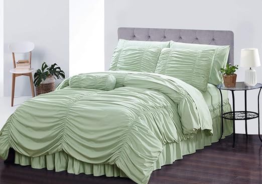 Amazon Com Lily David Romantic Ruched Pleat Comforter Set 8