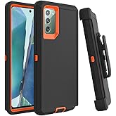Case for Galaxy Note 20 with Clip, Heavy-Duty Tough Rugged Shockproof Drop Protective Cover Cases for Samsung Galaxy Note 20, Black+Orange