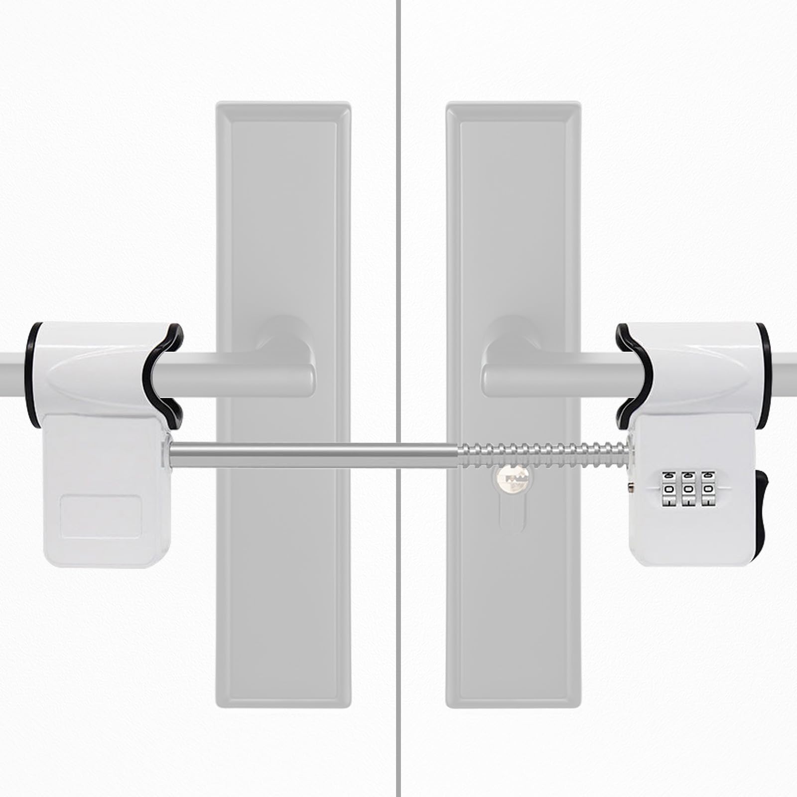 French Door Security Lock - 3 Digit Code Lock, Double Door Handle Combination Lock for Internal and External Use, Premium Zinc Alloy Metal Construction for Enhanced Security of Patio Doors