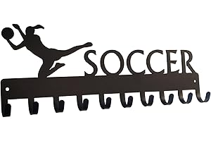 THE METAL PEDDLER Soccer Goalie (Female) Sports Medal Hanger Display - 14.5 inches with 10 Hooks - Made in The USA