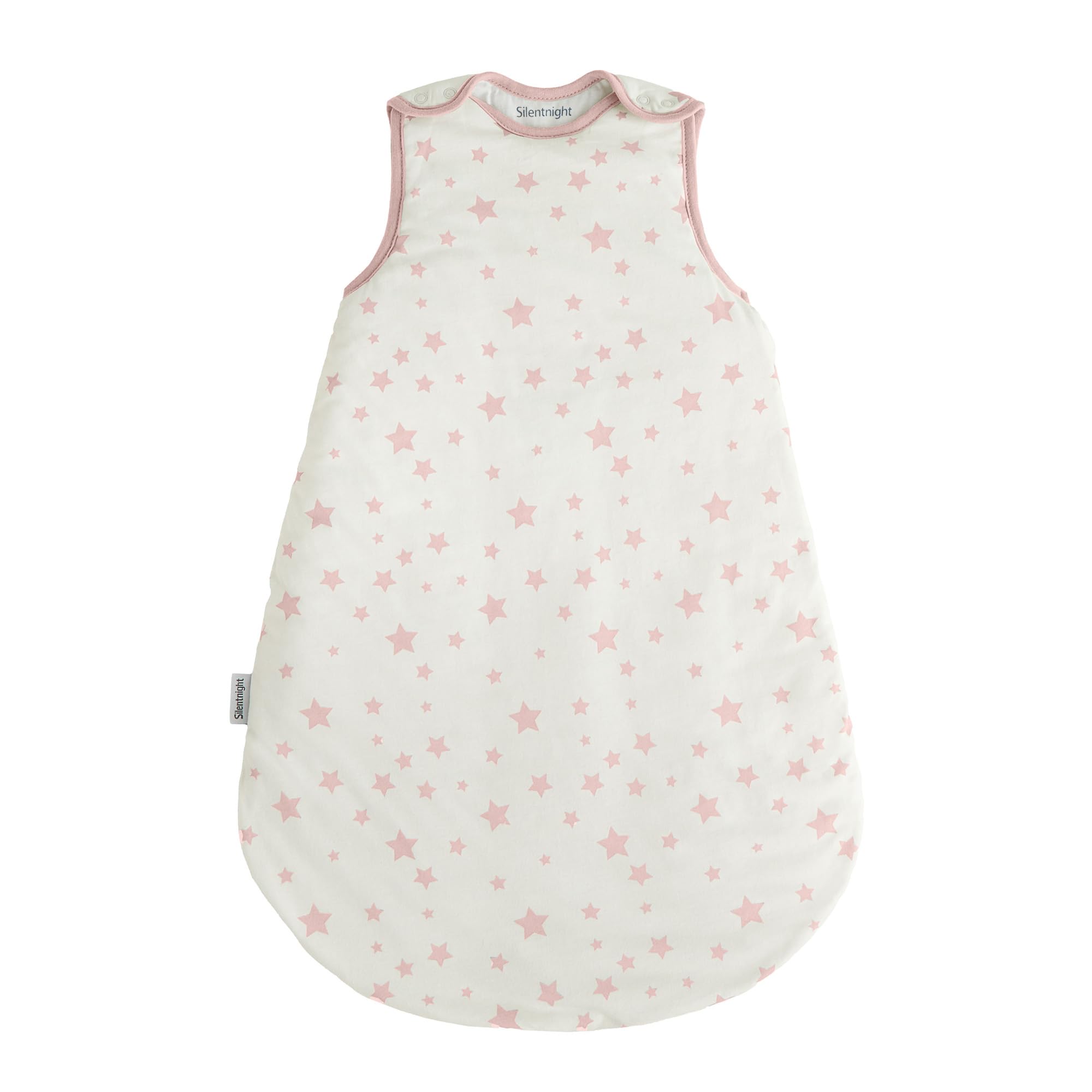 Silentnight Safe Nights Baby Slee Bag 2.5 Tog Winter - Swaddle Wearable Blanket Sleeveless for 6-18 Months Breathable Soft Touch Cotton Jersey - 6-18 Months - Pink Stars
