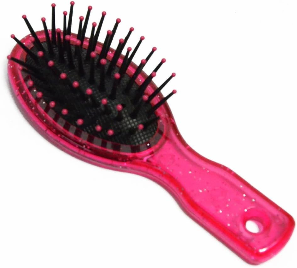 Doll Hairbrush in Pink Glitter, for 18 Inch Dolls Like American Girl Dolls & Bitty Baby, Doll Wig Hair Brush by The New York Doll Collection, Doll Accessories