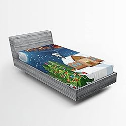 Ambesonne Christmas 2 Pack Fitted Sheet, Santa with