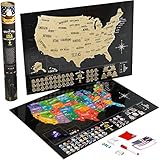 USA – Scratch off Laminated US Map Poster with Associations & Landmarks – Track your Travels – 18.5 x 26.77in – by OutFormal