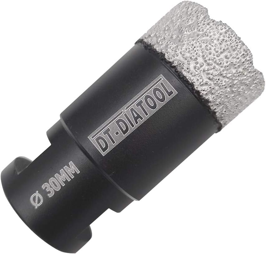 DT-DIATOOL Diamond Drill Bit 30mm Hole Saw for Dry Drilling Tile Porcelain Marble Ceramic Granite, Black