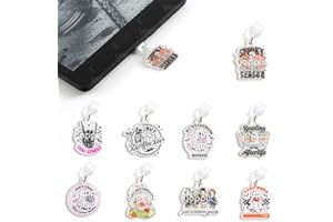 YOPPIX STUDIO YOPPIX 9PCS Charms for E-Reader, About Funny Theme Dust Plug Charm Compatible with Type C Charging Port, Gift for Book Lover Readers Men Women Teachers Students, Accessories for E-Reader