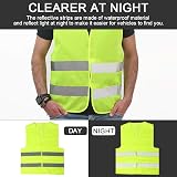 BUZIFU 4 Pcs Reflective Vest High Visibility Safety Waistcoat Fluorescent Night view 7