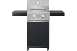 Monument Grills 2 Burners Propane Gas Grill Outdoor Cooking Stainless Steel BBQ Grills with LED Controls, Black