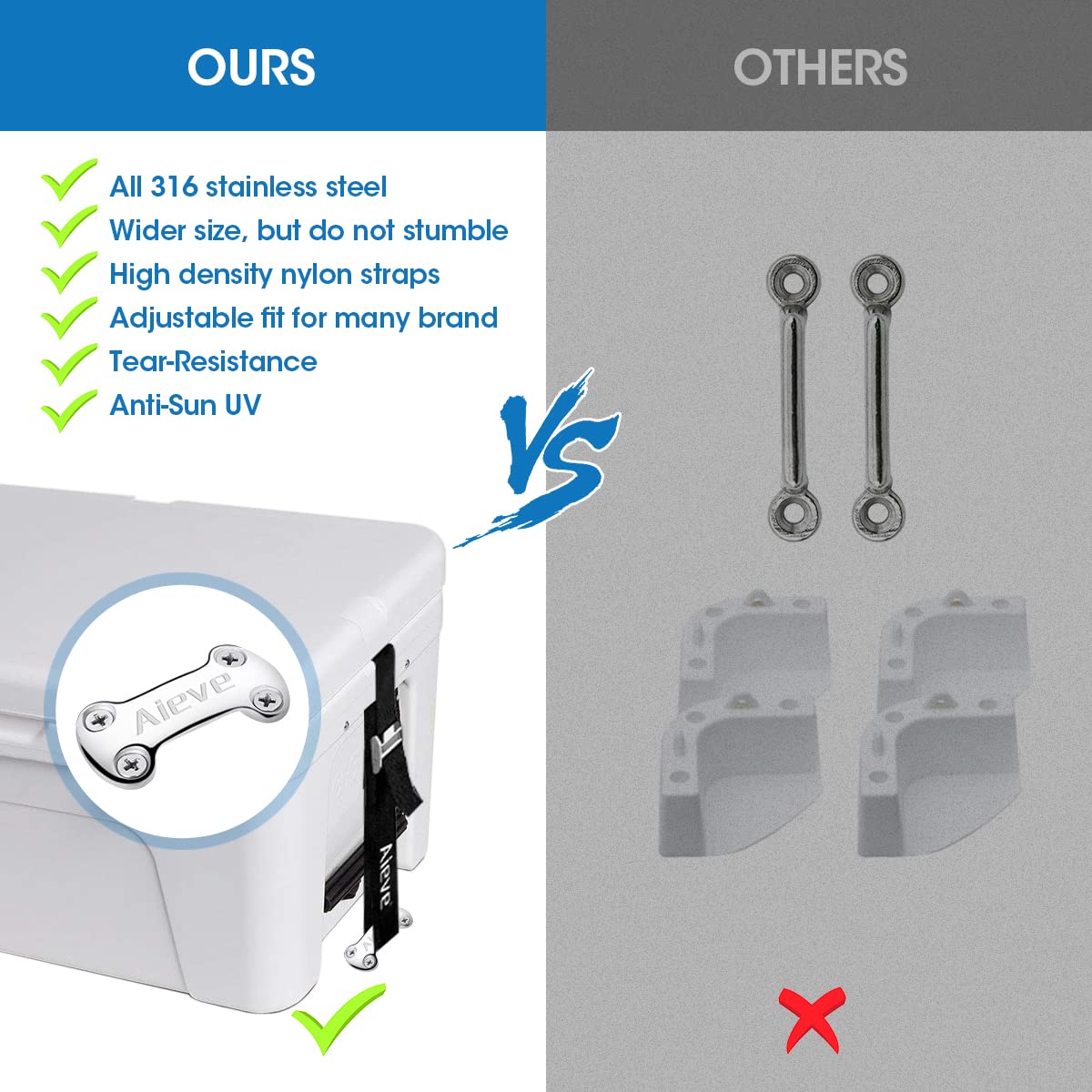 Aieve Cooler Tie Down Straps Kit Ice Chest Lock Bracket Cooler