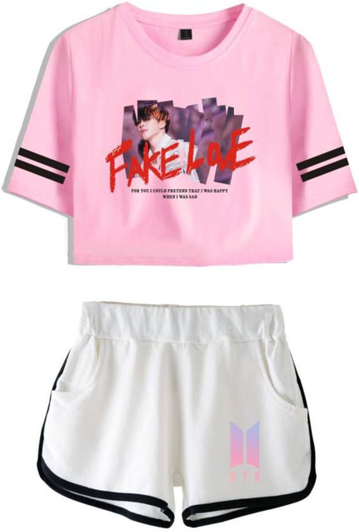 Kpop BTS Fake Love Summer T Shirt and Sport Running Shorts Two Piece Suit