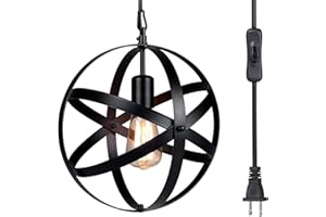 Pendant Light, Tomshine Plug in Hanging Light,Rustic Metal Chandelier Light Fixture for Kitchen Dining Room Farmhouse