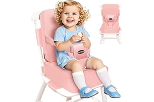 YONTINY Toddler Booster Seat for Kitchen Chair with Removable Backrest & Adjustable Straps, PU Portable Waterproof & Non-Slip