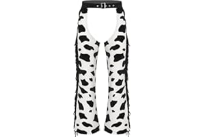 Miutii Unisex Adult Cowboy Chaps Halloween Cosplay Costume Western Hippie Role Play Adjustable Waist