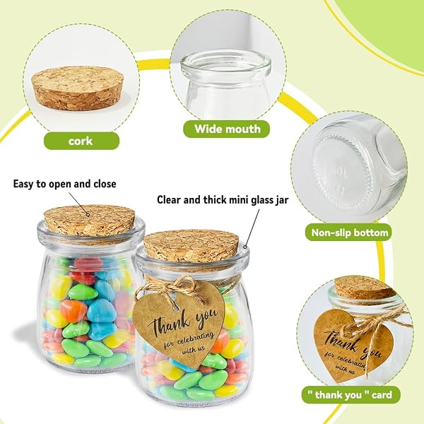 AIXIANG 30 SET 3.5 OZ GLASS JARS WITH CORK LID & AIRTIGHT SEAL – RUSTIC WEDDING FAVORS, BABY SHOWER GIFTS, CANDY & SPICE STORAGE – INCLUDES TWINE, LABELS (MULTI-PURPOSE, ECO-FRIENDLY)