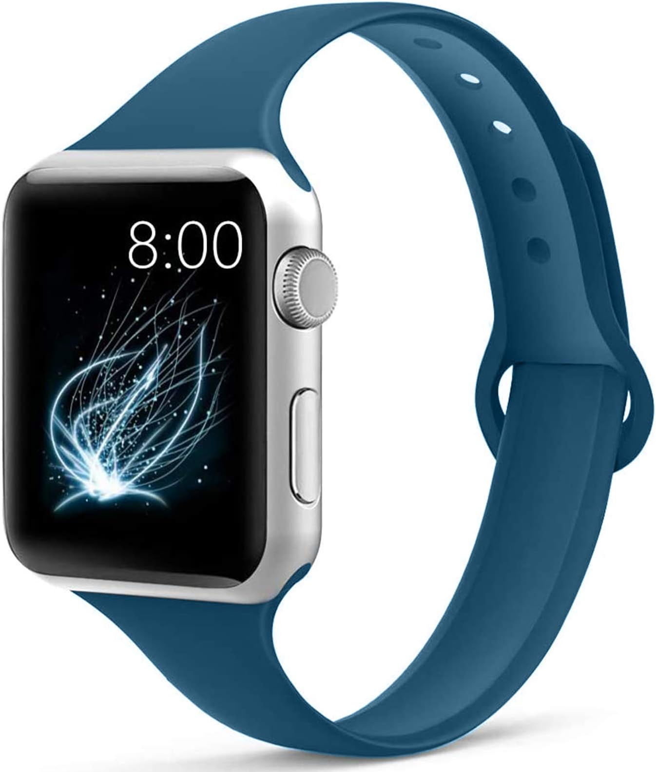 Merlion Compatible with Apple Watch band 38mm 42mm 40mm 44mm for Women/Men,Soft Silicone Thin Narrow Replacement slim Bands for iWatch Series 4/3/2/1