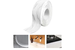 FANSIVOKE Kitchen & Bath Tape Caulk Strip, 1.5 Inch 16.4 Ft PVC Self Adhesive Waterproof Caulking Sealing Tape, Decorative Sealant Trim for Kitchen Sink Toilet Bathroom Shower and Bathtub (Crack5M)