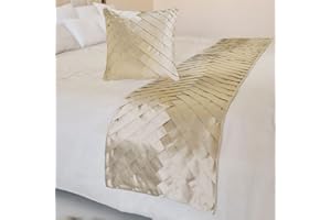 The HomeCentric King/Queen/Twin Ivory Designer King 90"x18" Bed Runner Without Pillow Cover, Pintucks, Textured & Satin Bed Scarf on Satin Fabric - Glazed Satin