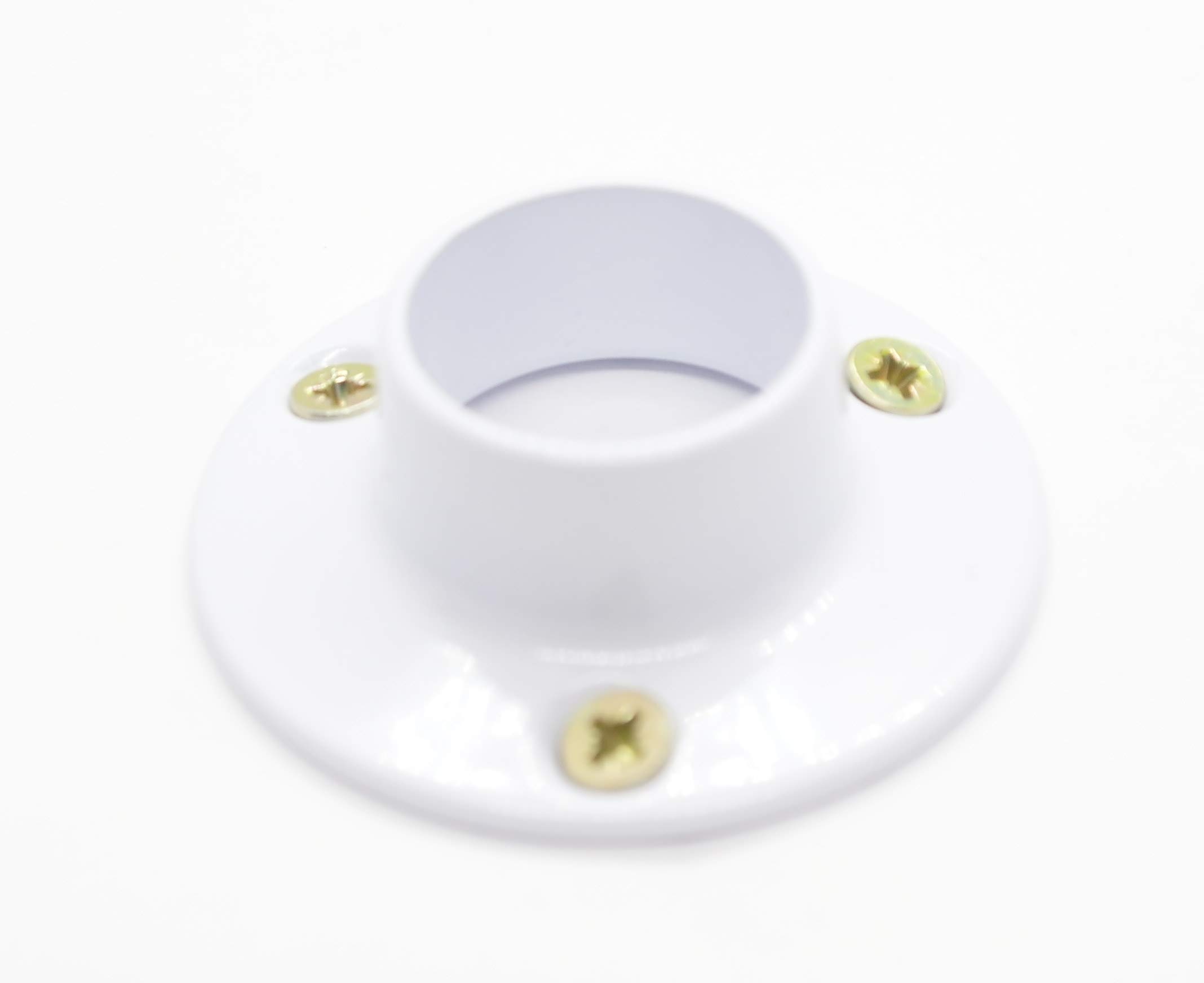 Wardrobe pole rail support End Sockets 19 mm Steel White finish 20mm Inner Diameter x 45mm Outer Diameter with fittings Pack of 4 (19mm Sockets, White)