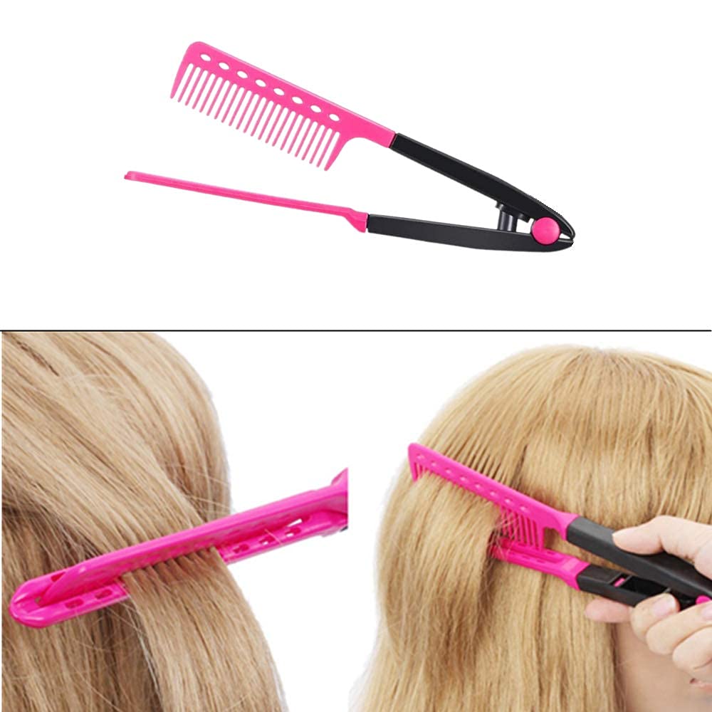 2 Pcs Straightening Comb V-Shaped Straight Salon Hair Brush Combs for Knotty Hair Salon Home Use