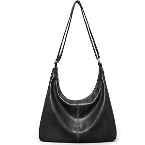 Hobo Bags for Women Vegan Leather Purses Black Shoulder Bag Tote | Crossbody Slouchy Foldable Travel Vintage Ladies Everyday