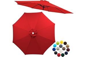 LZXNFZY 6.5ft 7.5ft 9ft 10ft Patio Umbrella Top Canopy Replacement Cloth,6 Ribs 8 Ribs Outdoor Market Table Yard Pool Garden Parasol Umbrella Canopy Replacement UV Protective Covers(Red,7.5FT(8-ribs))