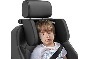 Belmeri Car Headrest Pillow,Head, Neck Support Pillow,U Shaped Car Sleeping Pillow,180° Adjustable,Improve Head and Neck Posture and Adjust Sleep Position,Suitable for Kids and Adults (Black)