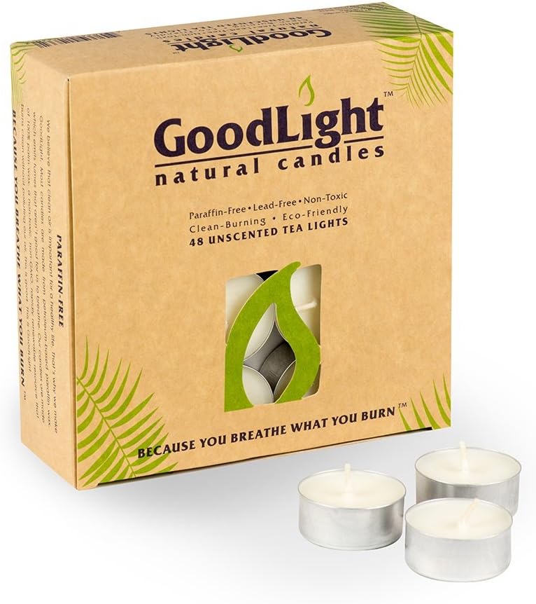 GoodLight Natural Candles ParaffinFree Tea Lights 48 count box Amazon
