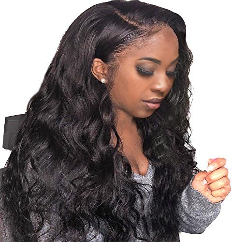 FASHION PLUS Hair Full Lace Wig Human Hair, Brazilian Virgin Remy Wigs With Baby Hair 150% Density Body Wave Full Lace Wigs For Black Women Natural Color (18 inch)