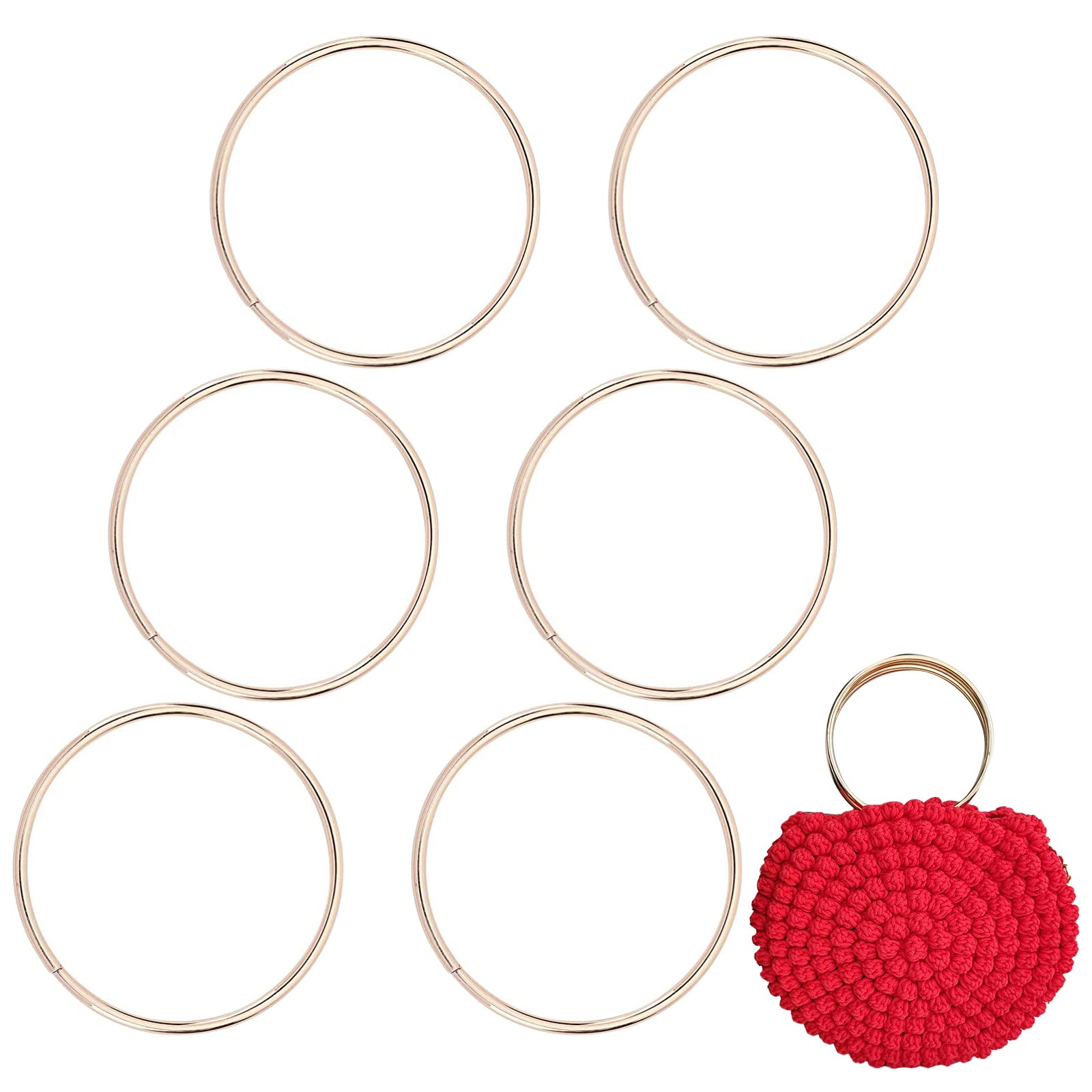 Photo 1 of CHGCRAFT 6Pcs Round Metal Purse Handles, Replacement Handles for DIY Bag Purse Handbags Totes Clutch Making, Golden, 110.5×4mm
