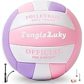 Soft Touch Volleyball Kit - Official Size 5 PU Leather Volleyball - for Outdoor/Indoor Play/Beach Game/Gym Training for Youth Teens Children Practice Volleyballs with Small Pump