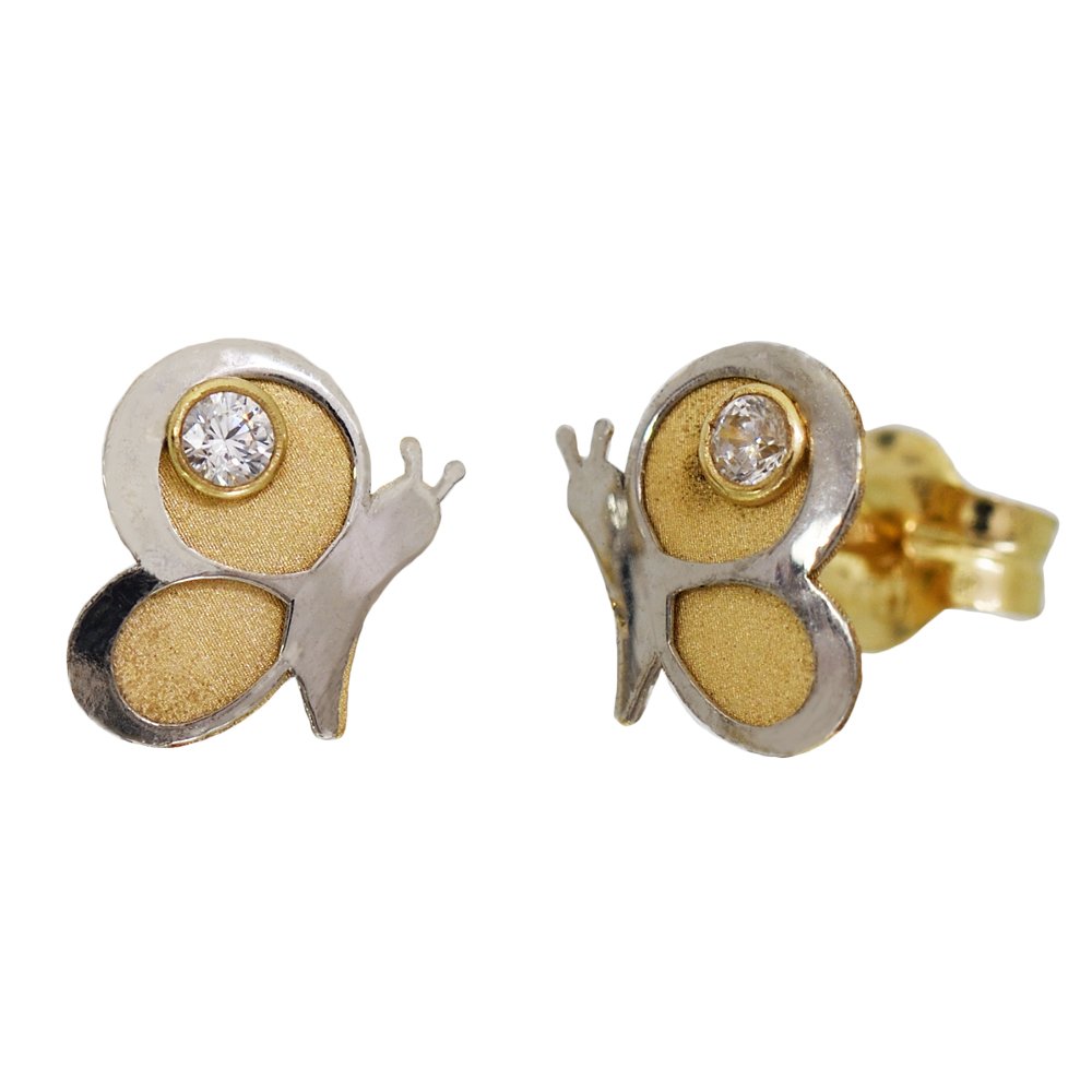 I Be Butterfly Crystal Stud Earrings in 14 K Gold, 6 x 7 mm, 35585187803PS