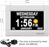 TROCOTN 7-Inch Dementia Clock Digital Calendar with Day Date Time Auto Dim view 2