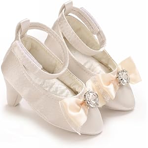 Newborn Baby Girls Princess Sparkly Mary Jane Dresses Shoes Bowknot Soft Sole Shoeswith High Heels Crib Baby Girl