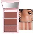 DLZZRS 3D Blush Palette, Multi-Use Makeup Contour Pressed Powder Long-Lasting Pigment Cheekbones Contouring Blush Blendable Natural Shimmery Or Matte Finish(03#)
