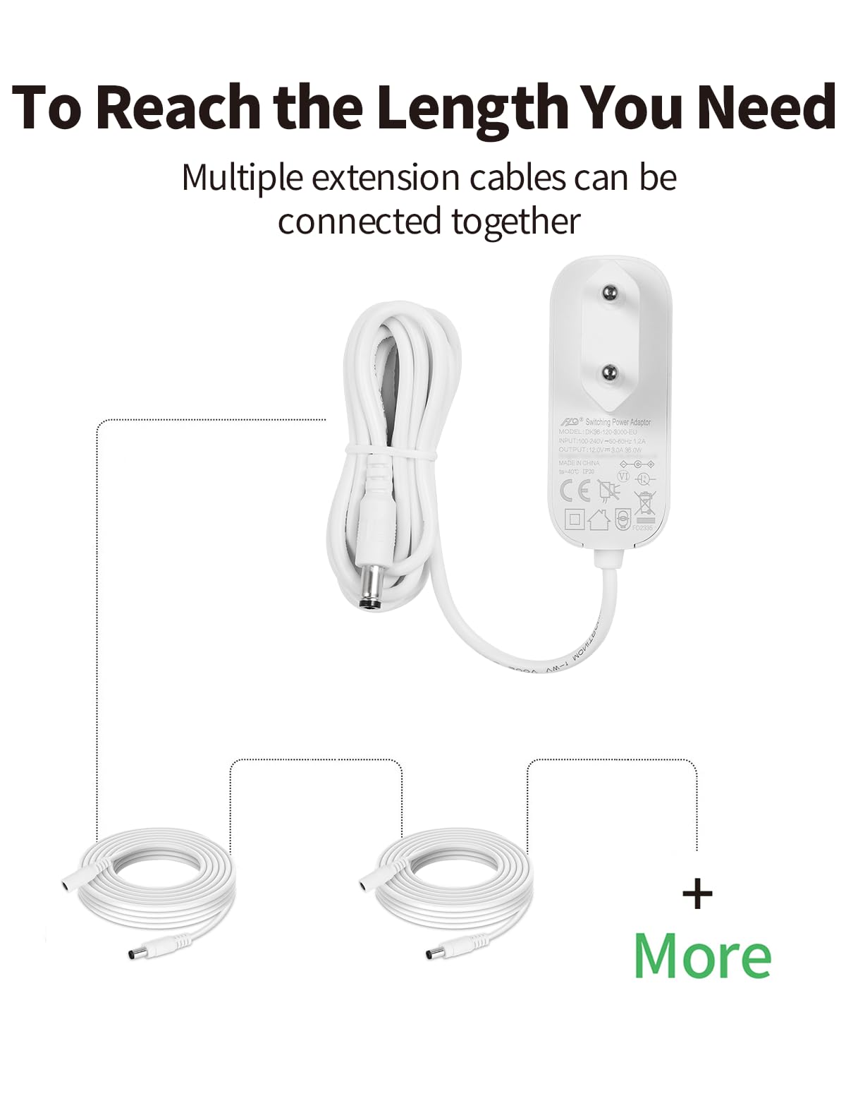 1M DC Verlängerungskabel für FritzBox VDSL/DSL/Cable Router, AVM Fritz!Box 7590 7580 7582 7560 3490 6590 6490 6430 4040 4020 Router, DC Strom Netzteil Ladekabel, Kabel Verlängerung, Weiß 4