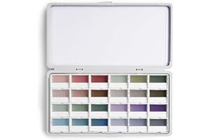 Fuumuui 24-Color Opaque Semi-Moist Solid Watercolor Paint Set Art Supplies for Artists Beginner Painters Amateur Hobbyists Pa