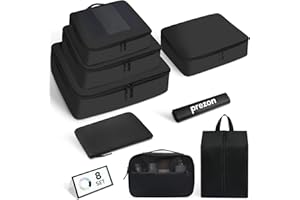 PREZON Packing Cubes for Travel | 10 Set, 8 Set |Durable Luggage Organizer 4 Size(Extra Large, Large, Medium, Small),Comprehensive Cubes for Toiletry,Underwear, Shoe,Travel Essentials,Efficient Women Gifts