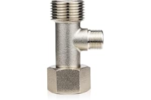 FERCAISH 7/8 T Adapter Brass Shower Head Adaptor, 3 Way Tee Connector Valve for Plumbing Splitter Toilet Handheld Bidet Sprayer Faucet,Three Way Connector Diverter Valve