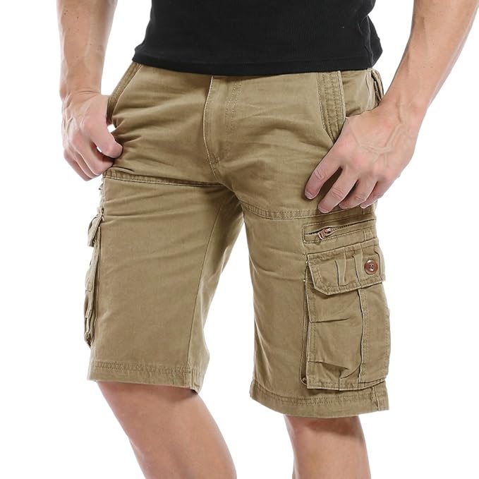 AYG Herren Cargo Shorts Bermudas Schwarz Shorts Baumwolle Militär 29-40
