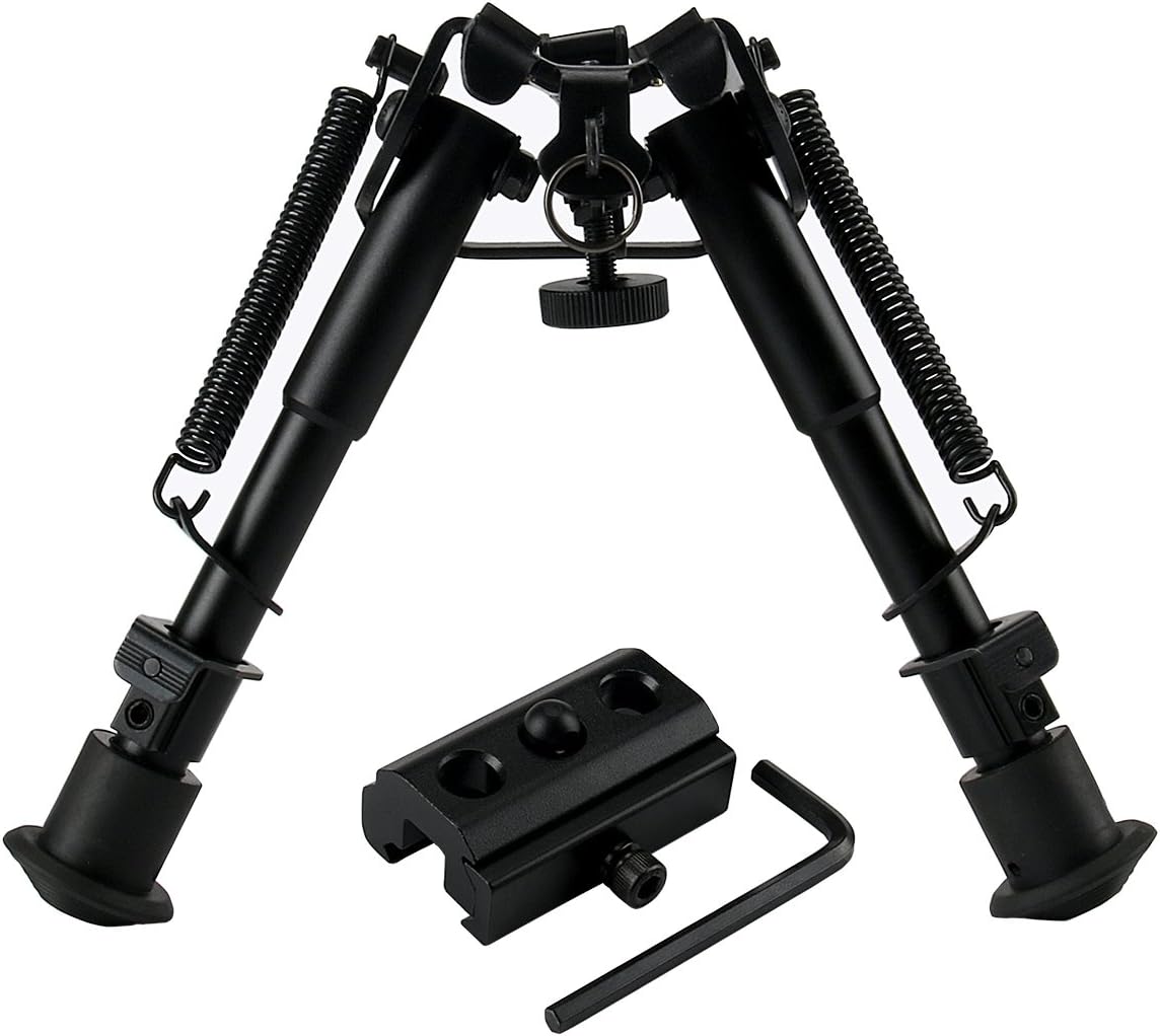 LVLING 6 to 9 Inches Adjustable Handy Spring Return Swivel Mount Hunting Tactical Rifle Bipod with Picatinny Adapter