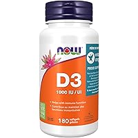 NOW Supplements, Vitamin D-3 1,000 IU, High Potency, Structural Support, 180 Softgels