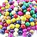 BcPowr 250 PCS Assorted Color Round Wood Beads，Large Hole Round Wood Spacer Beads for DIY Project， Wooden Spacer Beads