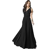 KOH KOH Womens 2026 Long V-Neck Ruffle Sleeveless Bridesmaid Prom Gown Maxi Dress