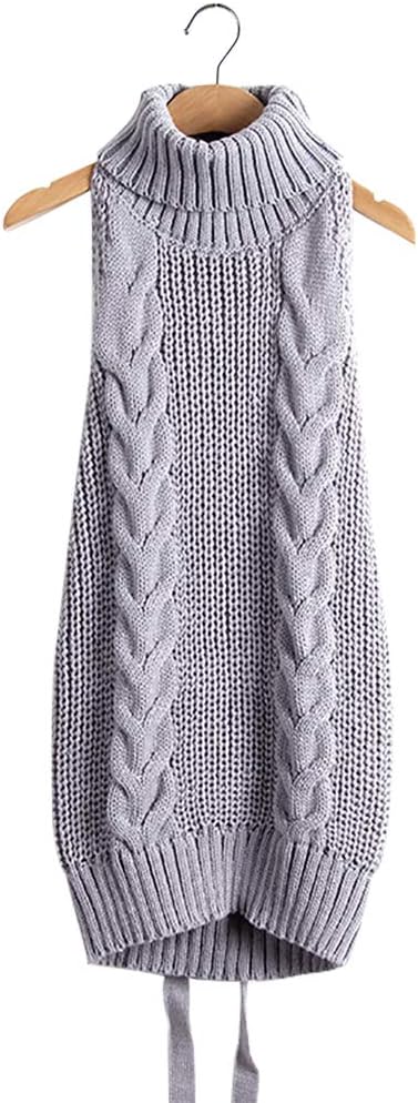 Missley Girls Backless Sweater Pullover Jumpsuit Sleeveless Backless Turtle-Neck Knitted Pullover Backless Open Back Sweater Sexy Cosplay Costume
