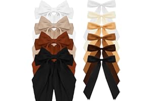 LYDZTION Silky Satin Hair Accessories - 4 Big Bowknot Bows, 6 Tassel Ribbon Clips for Women and Girls