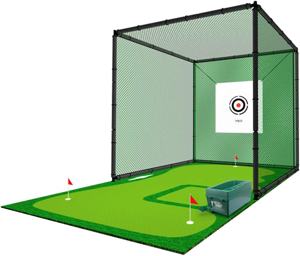 XLOO (9.84 x 9.84 ft Golf Net Bundle－Dual-Turf Golf Mat, Chipping Target and Carry Bag－Golf Nets for Backyard Driving & Golf Hitting Nets