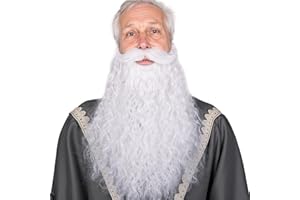 FANTALOOK 45cm Long Fake Beard Costume for Halloween, Wizard Cosplay Realistic Fake Mustache and Beard Accessories for Adults